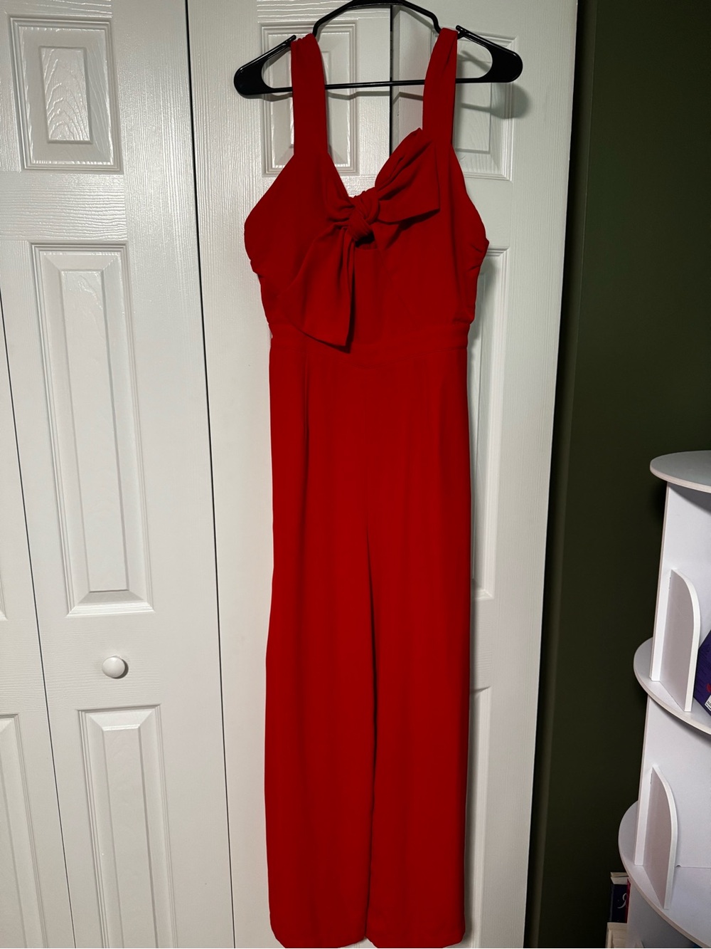 R2 Red Bow-Front Wide-Leg Jumpsuit